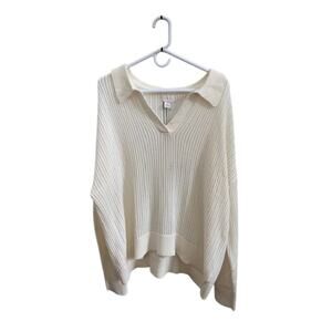 Caslon-NWT-Knit-Layering-Sweater-Cotton Blend-Ivory-Women-Plus Size-Size-3x